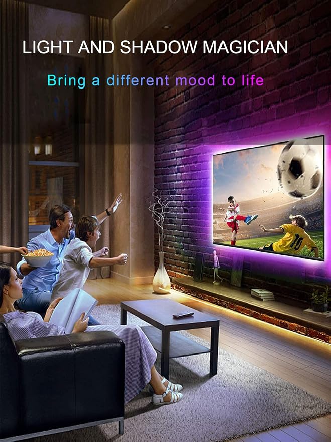 KANTUTOE TV Backlights, 13.1FT LED Lights for 32-65 Inch TV, RGB TV LED Lights Behind, Music Sync Bluetooth APP and Remote Control TV LED Strip Lights USB Powered for Gaming/Bedroom - Image 6