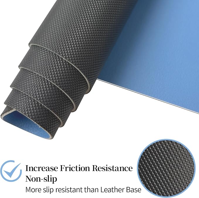 Leather Desk Pad Mat, Blue Desk Mat, 23.6" x 13.7" | Non-slip and Waterproof Computer Mat, Desk Protector for Office/Home, Desk Accessories - Image 3