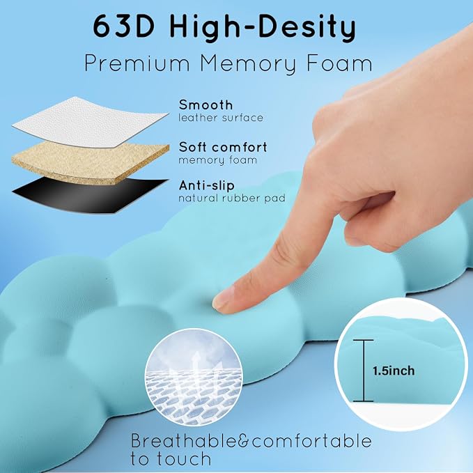 Cloud Wrist Rest for Computer Keyboard and Mouse - Ergonomic Memory Foam With Non-Slip Base - Extended Arm Support for Typing Pain Relief, Office, Gaming - Image 4