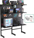 JWX Freestanding Gaming Pegboard Shelf, 300 lb Capacity, 57.5 x 74 in | Powder-coated metal with 8 modular panels, 15 accessories, 70 lb per shelf and 300 lb total capacity by JWX