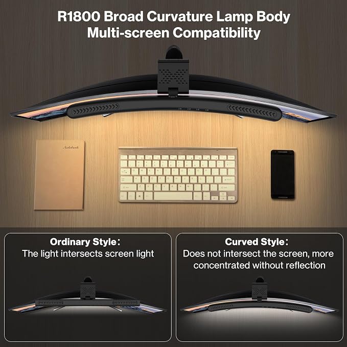 Monitor Light Bar, Curved Computer Monitor Lamp for Eye Caring LED Dimmable Screen Light Bar, 3 Color Temperature Mode Lights, Touch Control USB Powered Monitor Lamp for Desk/Office/Home/Game - Image 3