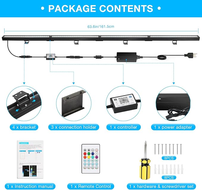 LED Light Bars 4Pack, 16 Inch 36W RGB Color Changing Effect Lighting - Image 6
