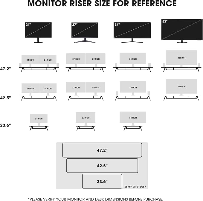 Fenge Dual Monitor Stand Riser, Wooden Desk Shelf with 2-Tier Storage | 47.2-Inch Extra Wide, Sturdy Aluminum Legs, Built-In Phone & Tablet Slot, Desktop Organizer for Office Accessories - Image 6