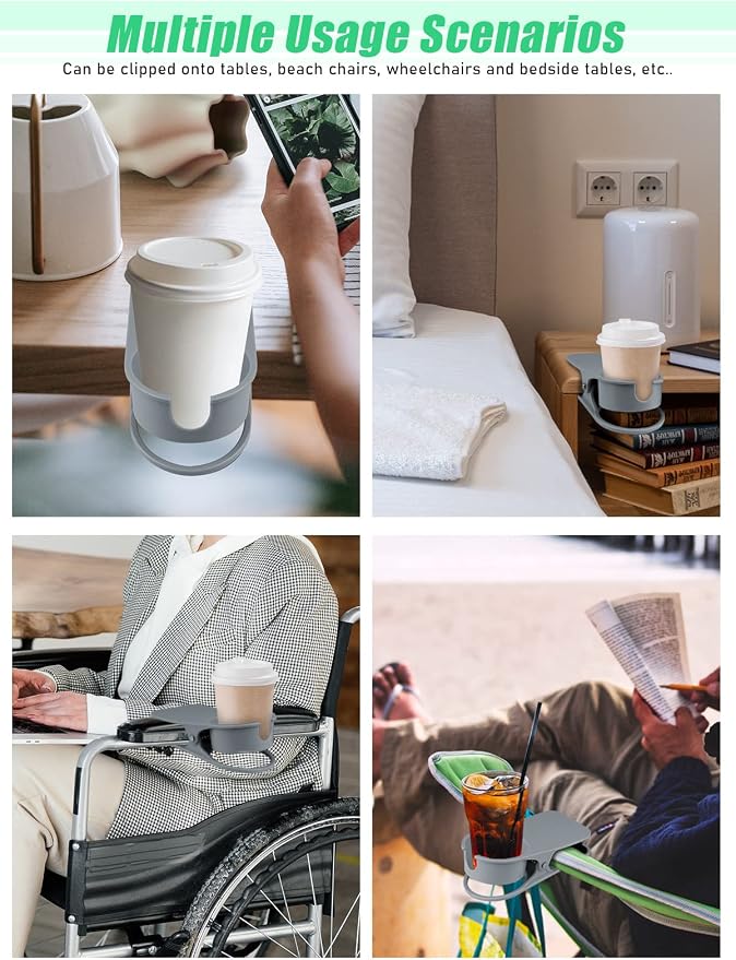 1PCS Clip on Drink Holder for Beach Chair, Desk Cup Holder with Groove - Image 6