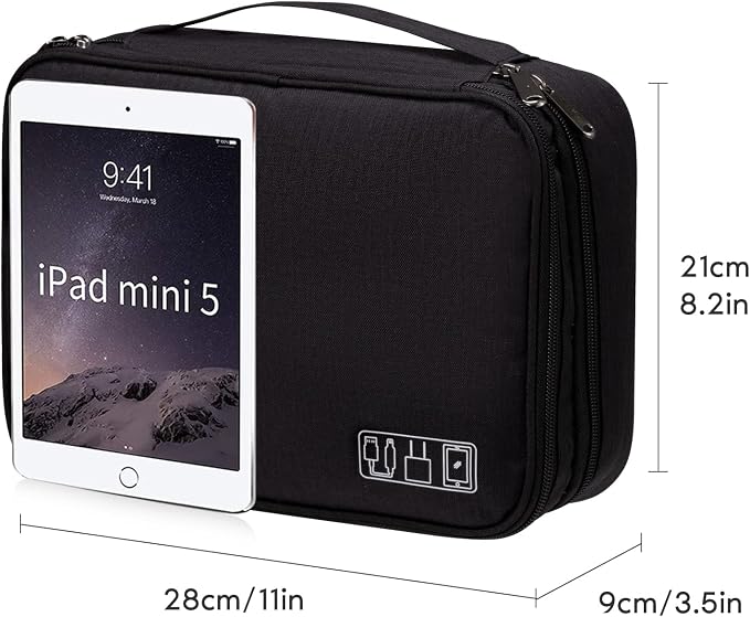 OrgaWise Electronics Organizer, Electronic Accessories Bag Travel Cable Organizer Three-Layer for iPad Mini, Kindle, Hard Drives, Cables, Chargers - Image 2