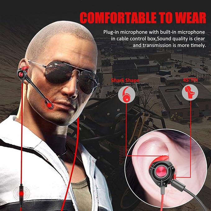 Gaming Headset with Microphone Wired Gaming Earbuds PC for PS4 PS5 One PlayStation 5 Games Mobile Phone,Detachable Stereo Bass Earphones Noise Cancelling Gaming Headphones with Mic Black - Image 4