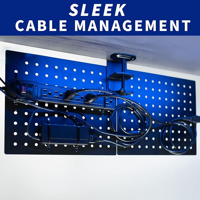 VIVO Black Clamp-on 12 x 20 inch Desk Pegboard, PP-DK12B | Steel Privacy Panel, Magnetic Peg Board, Office Accessory Organizer, Above or Under Desk Placement - Image 8