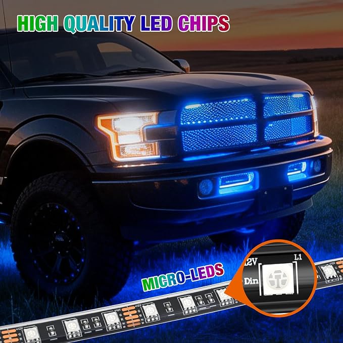 Nilight 4PCS 24" RGB LED Grille Light Strips with APP & Remote Control - Image 6