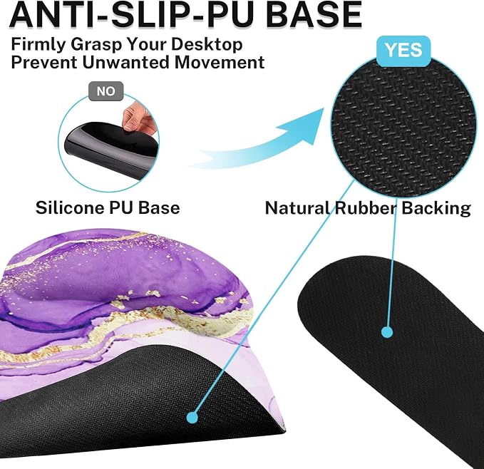 Britimes Ergonomic Mouse Pad Set with Wrist Rest, Purple Gold Marble - Image 7
