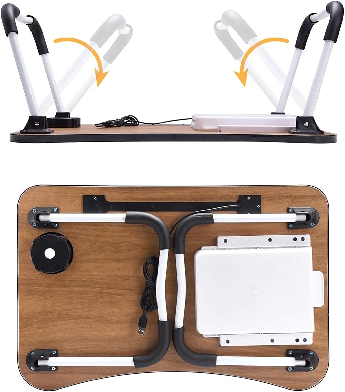 Slendor Bed Desk for Laptop and Writing with Storage, Cup Holder, Light - Image 7