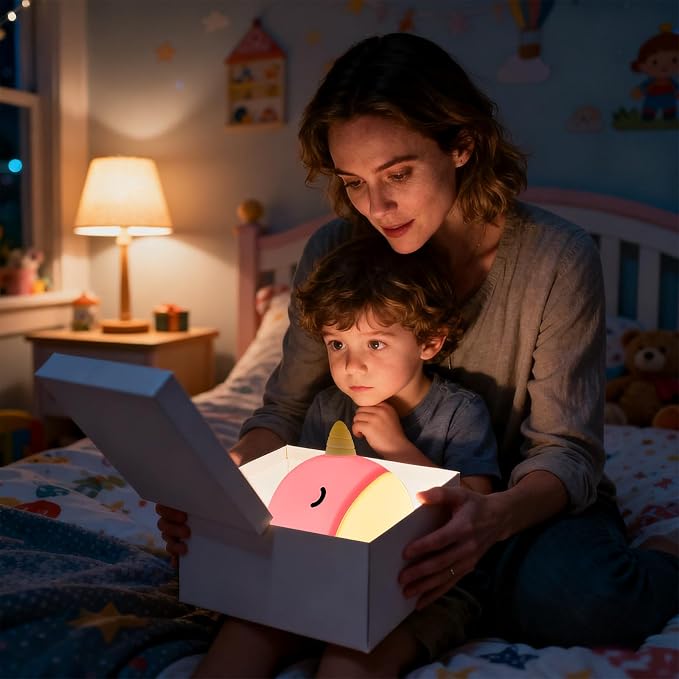 Cute Narwhal Night Light, Tap Control with 3 Warm White Brightness, USB Kids Bed Lamp with 30-Minute Timer, Soft Silicone Glow for Nursery, Birthday Gift (Pink Narwhal) - Image 9