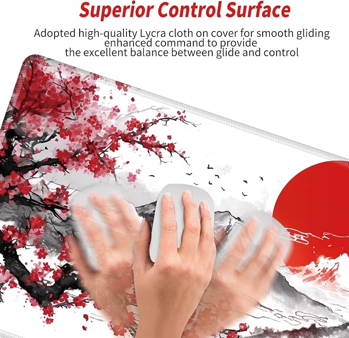 48x24 Mouse Pad Giant Cherry Blossom Desk Mat Large Mousepad Gaming Red Sakura Mouse Mat Huge Oversized Desk Pad XXXXL Computer Mat for Office Work Women - Image 4