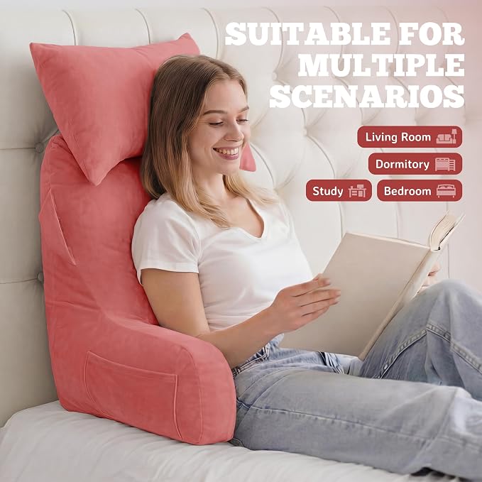 Reading Pillow for Bed,Back Pillow for Bed Sitting Up,Lumbar Support Pillow - Image 3