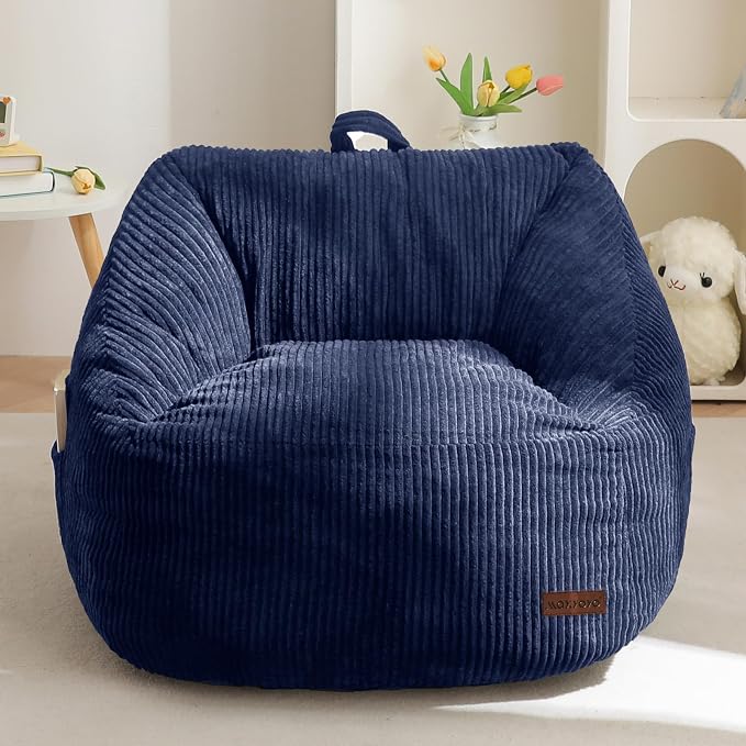 MAXYOYO Kids Bean Bag Chair, Convenient Bean Bag Sofa with Handle | Comfy Toddler Chair for Boys and Girls, Accent Sofa Chair with Pocket for Gaming Reading, Navy by MAXYOYO