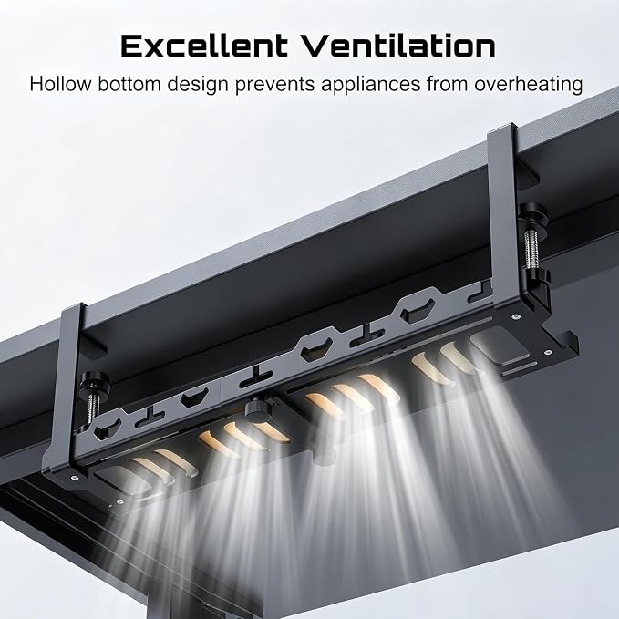 No Drill Under Desk Cable Tray, Heavy Duty Metal Organizer - Image 4