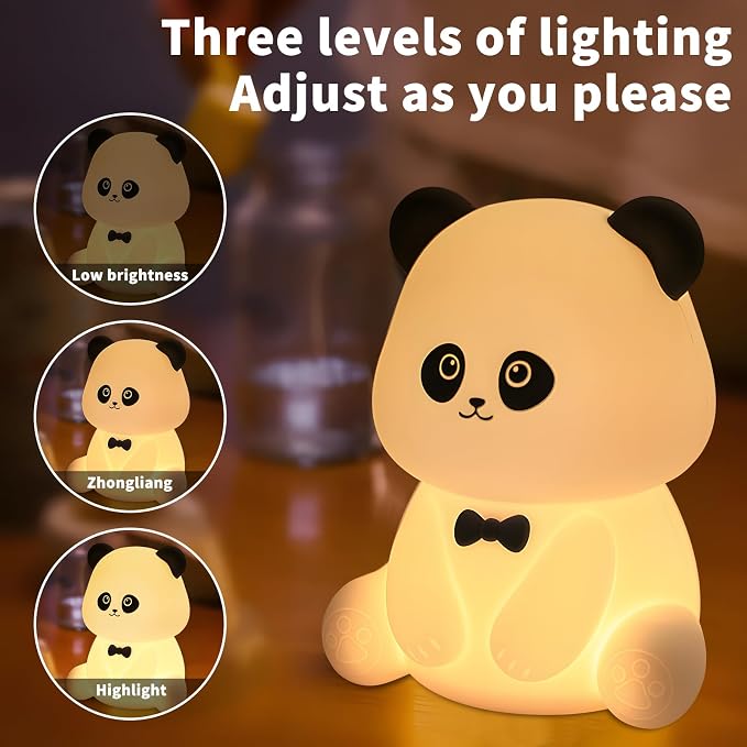Cute Panda Night Light, Squishy Animal Nightlamp, Rechargeable Dimmable Nursery Soft Silicone Table Bedroom Lamp Portable Adjustable Lighting Bedside Gift - Image 4