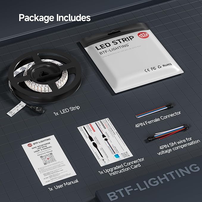 BTF-LIGHTING WS2815 LED Strip Light UL Listed 3.2FT 144 LED DC12V IP30 - Image 9