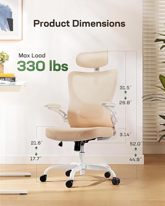 Marsail Ergonomic Office Chair with 3D Armrests, Pack of 5 | Office Desk Chair with High Back Mesh, Adjustable Lumbar Support, Rolling Work Swivel Task Chairs with Wheel, Headrest, home - Image 2
