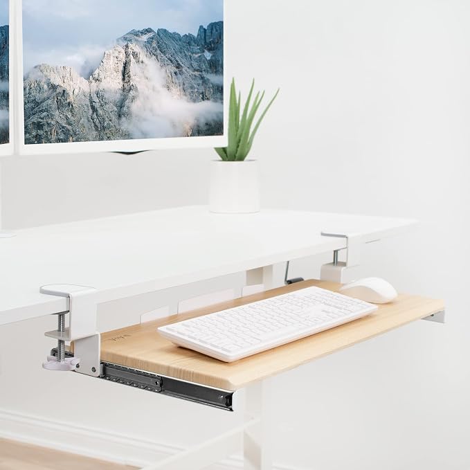VIVO Light Wood Large 27 x 11 in Under Desk Keyboard Tray, MOUNT-KB05A - Image 2