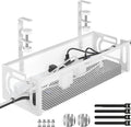 Under Desk Cable Management Tray, 15.7'' No Drill Steel Desk Cable Organizers, Wire Management Tray Cable Management Rack (1 Pack-White) by BESTFORYOU