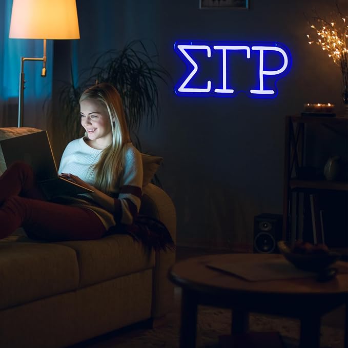Sigma Gamma Rho Neon Light Sign, Dimmable LED Sorority Greek Lettering 11.8 x 5.1 in, Elegant Sorority Neon Signs Wall Decor for Girls Kids Room Bedroom Bar Birthday Gifts (Blue) - Image 6