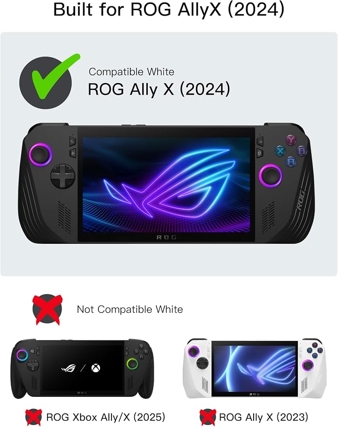 UYIYE Case for ROG Ally X 2024, Anti-Slip Rubber Protective Shell,White - Image 2