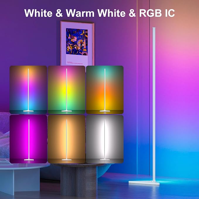 MIHEAL 2PCS Corner Floor Lamp, Synced Lights LED Control Floor Lamp RGB Light 56" Smart LED Corner Lamp App and Remote for Living Room Gaming Bedroom and Etc. - Image 7
