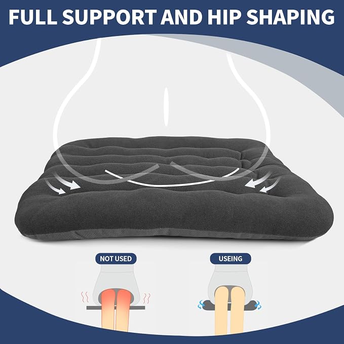 BUYUE Good Support Office Chair Cushion Padded, Soft Velvet Comfortable Non-Slip Seat Cushion for Computer Desk Kitchen Chair (1 Count, Gray) - Image 5