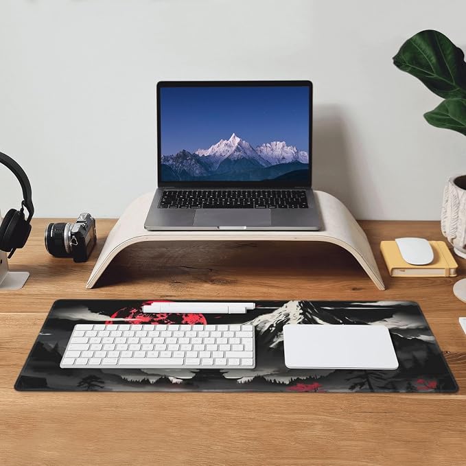 Extended Gaming Mouse Pad, Large Desk Mat XL Anime Mouse Pad Waterproof with Stitched Edges, Non-Slip Desktop Pad for Home and Office, Level Up Your 31.5x11.8 Inch (Snow Mountain) - Image 8