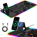 RGB Mouse Pad with Foldable Phone Stand Wireless Charger, 31.5"x11.8" XL Gaming Mousepad Large Desk Mat, Desk Pad with 11 Colors 5 Modes, Waterproof by miroddi