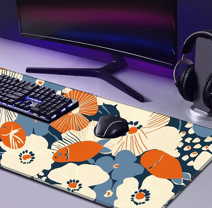 Ladies' Office Desk Cute Petal Keyboard Accessories Game Extended Mouse Pad | Large Extended Mouse Pad; Full Desk Coverage; Waterproof Coating; Stable Anti-Slide Base For Gaming, Office, Study Daily Use - Image 4