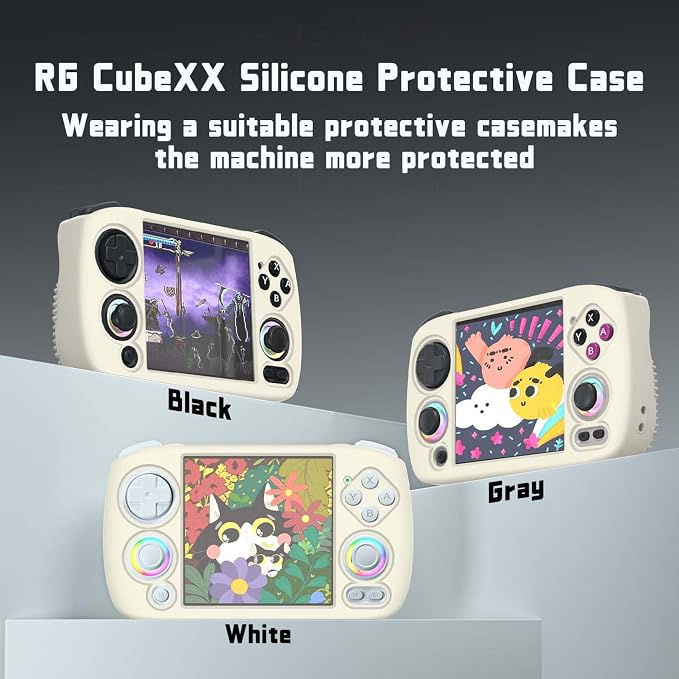 for Anbernic RG CubeXX Silicone Case, Soft Protective Cover Case for RG Cube XX, Drop & Scratch Resistant Washable for RGcubeXX Retro Handheld Game Console Accessories with Lanyard (Off-White) - Image 7