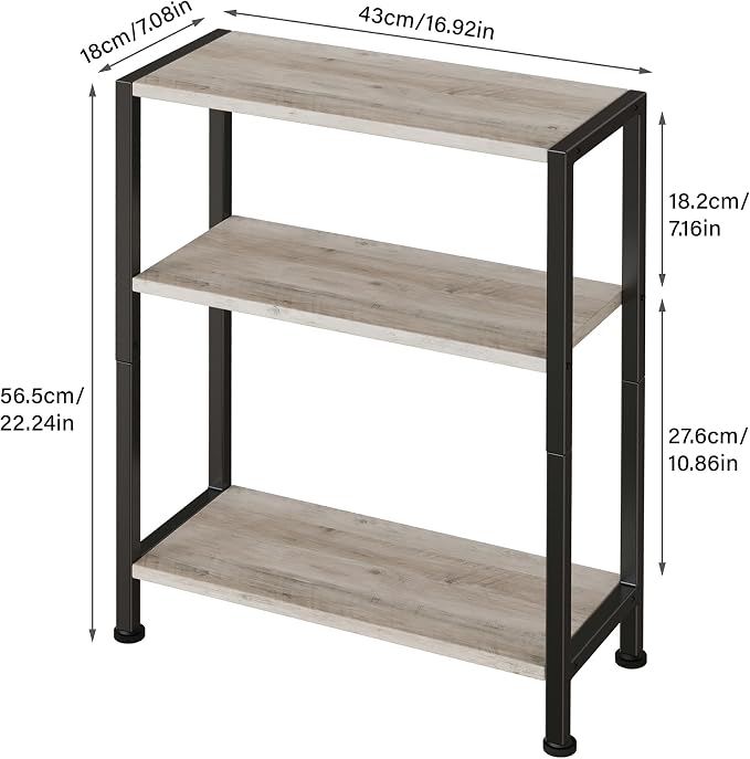 3-Tier Side Table, Small EndTable, Sofa SideTable for Narrow Spaces, Slim EndTable, NightstandTable, Skinny Bedside Table, for Living Room, Bedroom, Office, Greige - Image 3