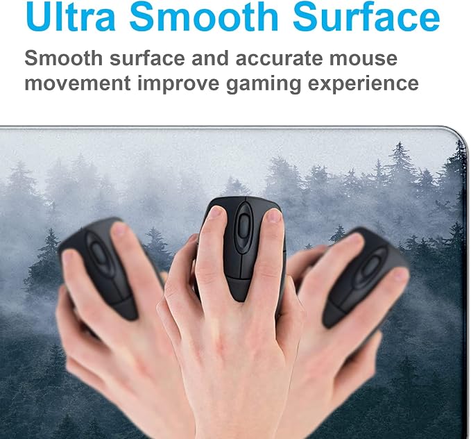 Gray Forest Mouse Pad with Seam Edge Design, Non Slip Rubber Keyboard Pad | Large Extended Mouse Pad; Full Desk Coverage; Waterproof Coating; Stable Anti-Slide Base For Gaming, Office, Study Daily Use - Image 5