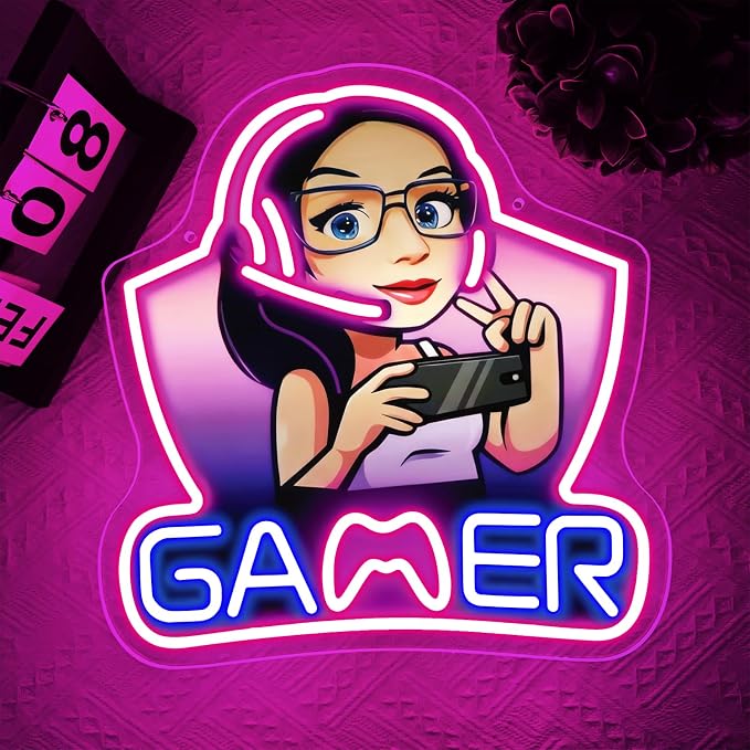Gamer Neon Sign,Gaming Neon Sign for Girls Game Room Decor,LED Neon Game Signs for Gaming Wall Decor,Gaming Lights for Teenage Boys Girls Gamer Gifts,Girls Room Decor - Image 6