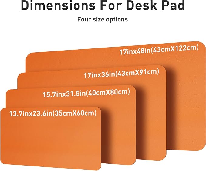Aothia Leather Desk Pad Protector, Mouse Pad, Office Desk Mat, Non-Slip PU Leather Desk Blotter, Laptop Desk Pad, Waterproof Desk Writing Pad for Office and Home (36" x 17", Hermes Orange) - Image 6