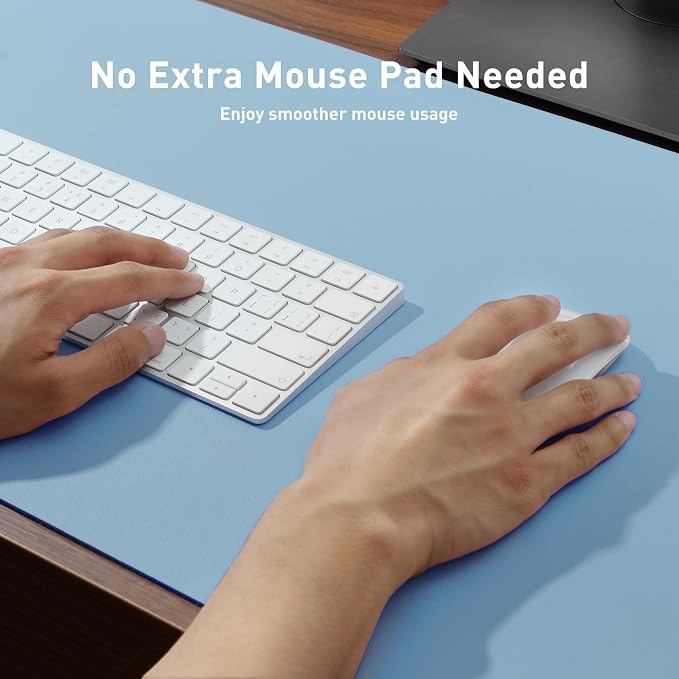 Aothia Faux Leather Desk Mat for Keyboard & Mouse (Sky Blue, 48" x 17") | Creates One Clean Surface For Your Keyboard, Mouse And Laptop, Helping Keep Your Workspace Organized Every Day - Image 3