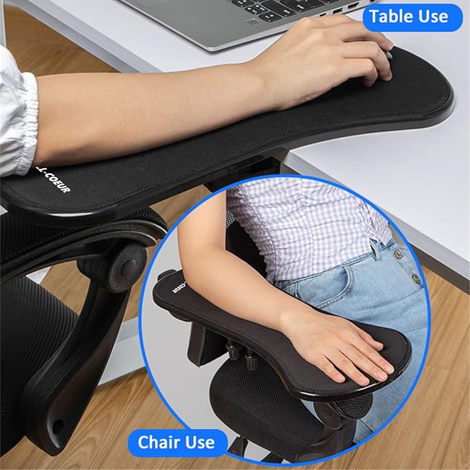 LL-COEUR Arm Support Wrist Rest for Table and Chair, Ergonomic Armrest Desk Extender, Multifunctional Computer Mouse Pad Holder (Black) - Image 3