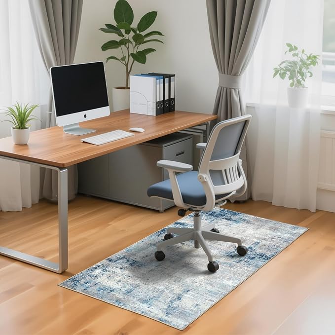 Office Chair Mat for Hardwood Tile Floor, 36"x48"Anti-Slip Under Desk Carpet Protector for Rolling Computer Chair Mat, Machine Washable Office Area Carpet (Chenille,Grey) - Image 9