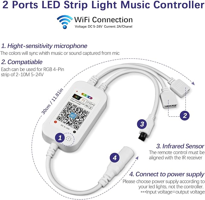 Smart WiFi & IR Dual-Control RGB Remote Controller, 24-Key Music Controller - Image 3