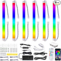 LABOREDUCER RGB Under Cabinet Lights,6 Pack Plug in or Hardwired Linkable RGB LED Closet Light with Remote and APP Control,24V Under Cabinet Lighting for Kitchen Closet Counter 18W(RGB+Cool White by LABOREDUCER