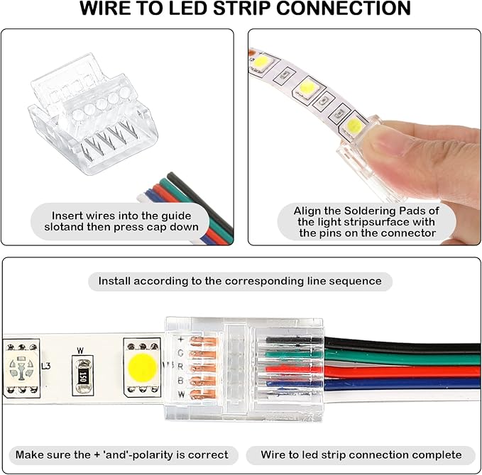Flutesan 20 Pcs 4 Pin 12 mm LED Strip Connector RGB Lights - Image 6
