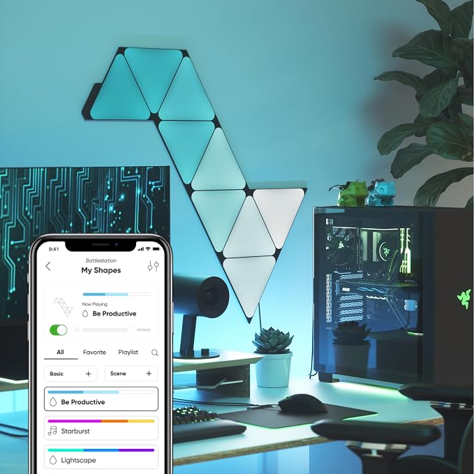Nanoleaf Shapes WiFi and Thread Smart RGBW 16M+ Color LED Dimmable Gaming and Home Decor Wall Lights Smarter Kits Black Triangles Expansion Pack (3 Pack) NL47-0101TW-3PK - Image 3