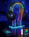 OAPRIRE Acrylic RGB Headphone Stand for Desk with Many Light Modes & Colors | Customizable 213 Lighting Modes & 60,000 Colors, with 4.8ft USB Power Cable, Universal, Sturdy, Gifts for Gamers Men by OAPRIRE