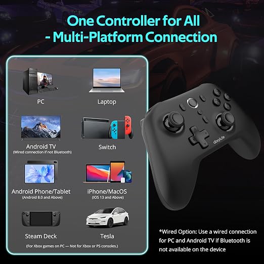 abxylute C6 Wireless PC Controller, Bluetooth Game Controller -1000Hz Polling Rate- Hall Effect Joystick for Windows PC, Switch 1&2, Steam Deck, Android TV/Mobile, iOS, MAC &Tesla Vibration Turbo Lightweight - Image 6