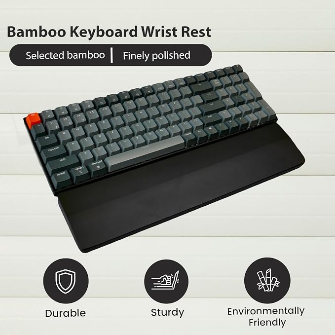 Kothar Wooden/Bamboo Keyboard Wrist Rest - Ergonomic Design, Comfortable Support for Mechanical Keyboards, Office & Gaming Use (TKL, Black) - Image 5