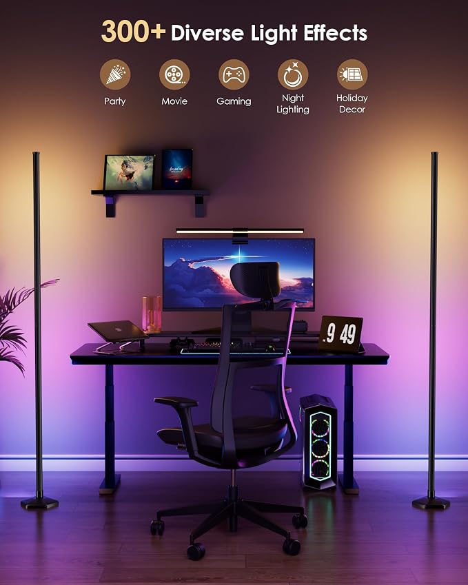 Corner Floor Lamp, 65" RGB Color Changing Mood Light with Remote Control, Dimmable LED Corner Lamp with Music Sync, Modern Floor Lamp for Living Room Gaming Room - Image 5