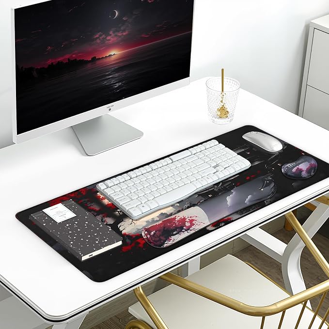 3-in-1 Large Gaming Mouse Pad Set, Anime Mouse Pad with Wrist Rest, Large Mousepads for Keyboard and Mouse with Non-Slip Rubber Base,Suitable for Office,Home,31.5 x 11.8 Inch - Image 3