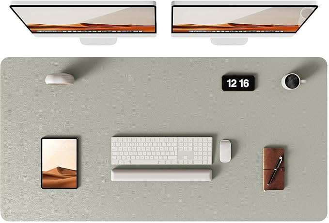 YSAGi Leather Desk Pad Protector, Office Desk Mat, Large Mouse Pad, Non-Slip PU Leather Desk Blotter, Laptop Desk Pad, Waterproof Desk Writing Pad for Office and Home (Olive Beige, 47.2" x 23.21") by YSAGi