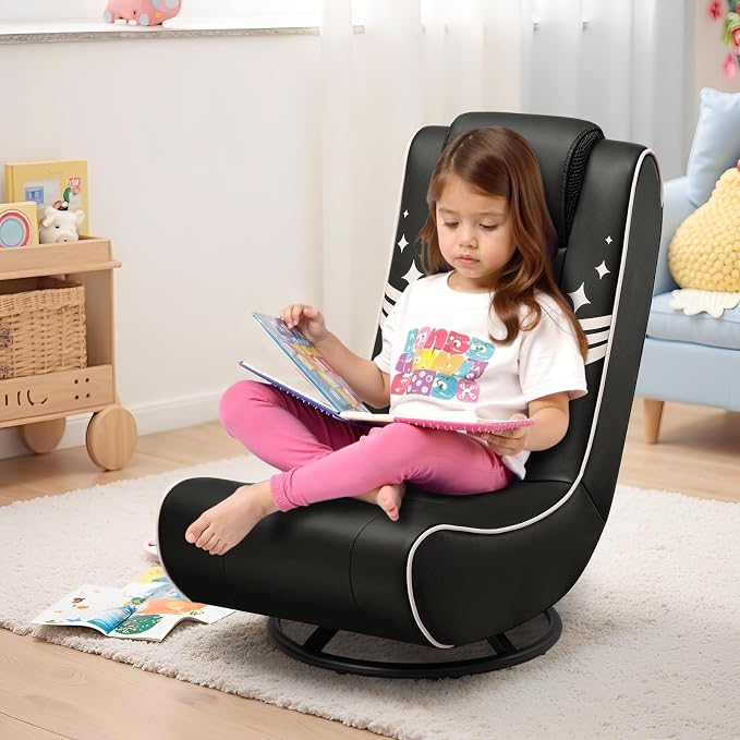 GTPLAYER Floor Gaming Chair Foldable Swivel Floor Chairs for Kids Boys Comfy Video Game Seat with 360° Multipurpose for Gamers, Bedroom or Game Room (Gold) - Image 5